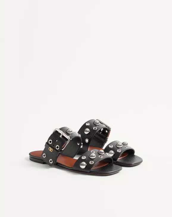 Valentino Nellcôte Slide Sandal In Grainy Calfskin - Image 6